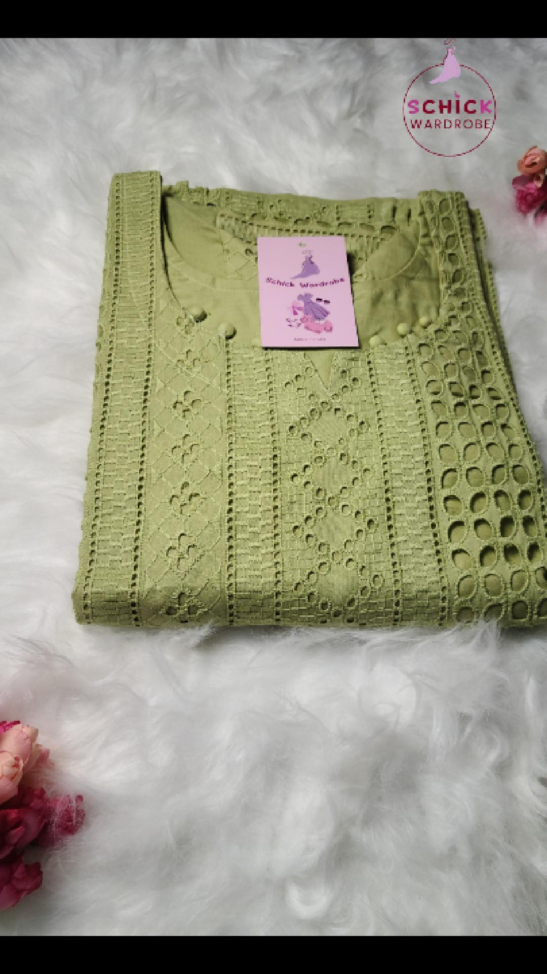 Olive Aura Hakoba Cotton Kurti