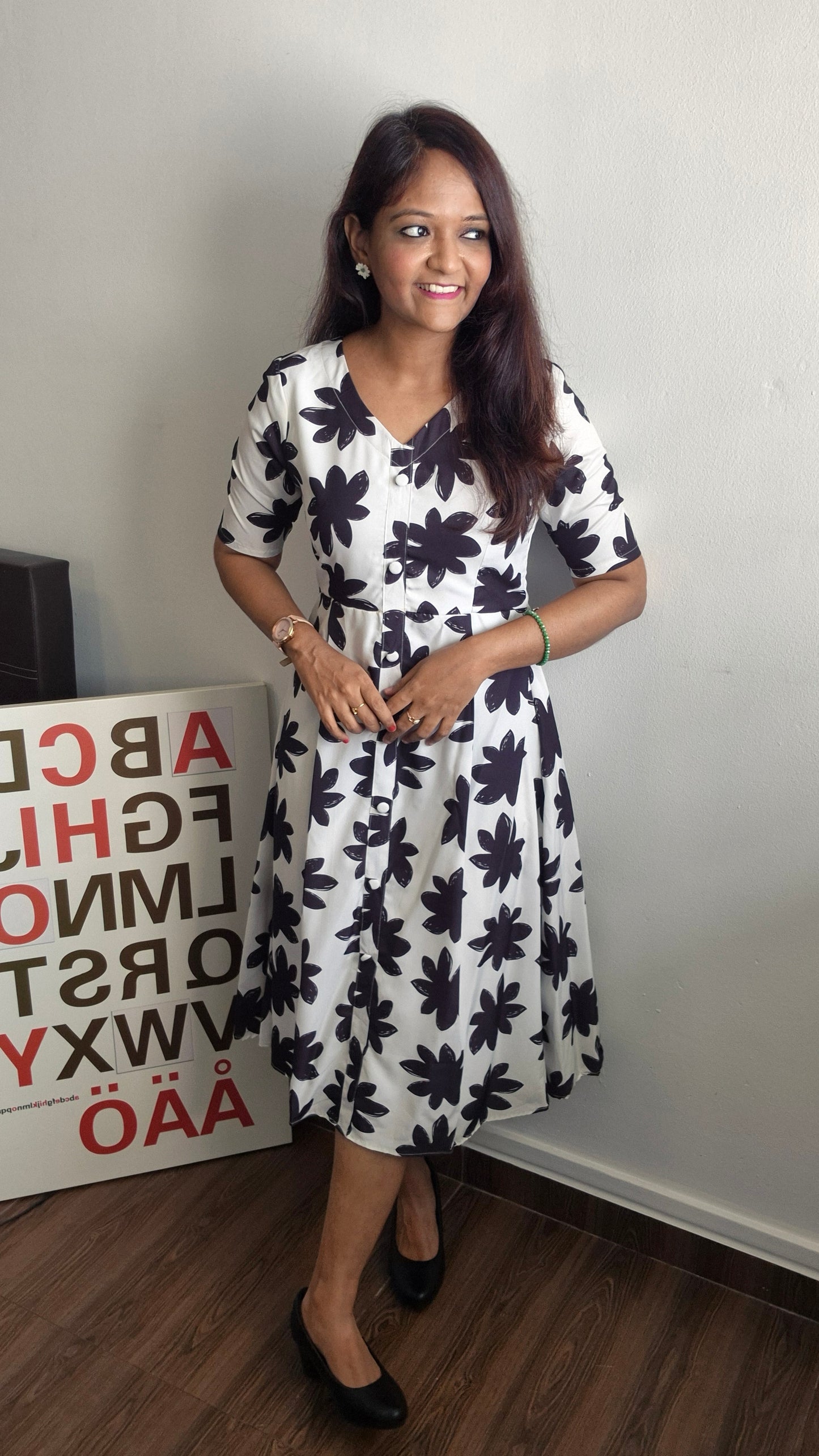 Floral Noir Monochrome Dress