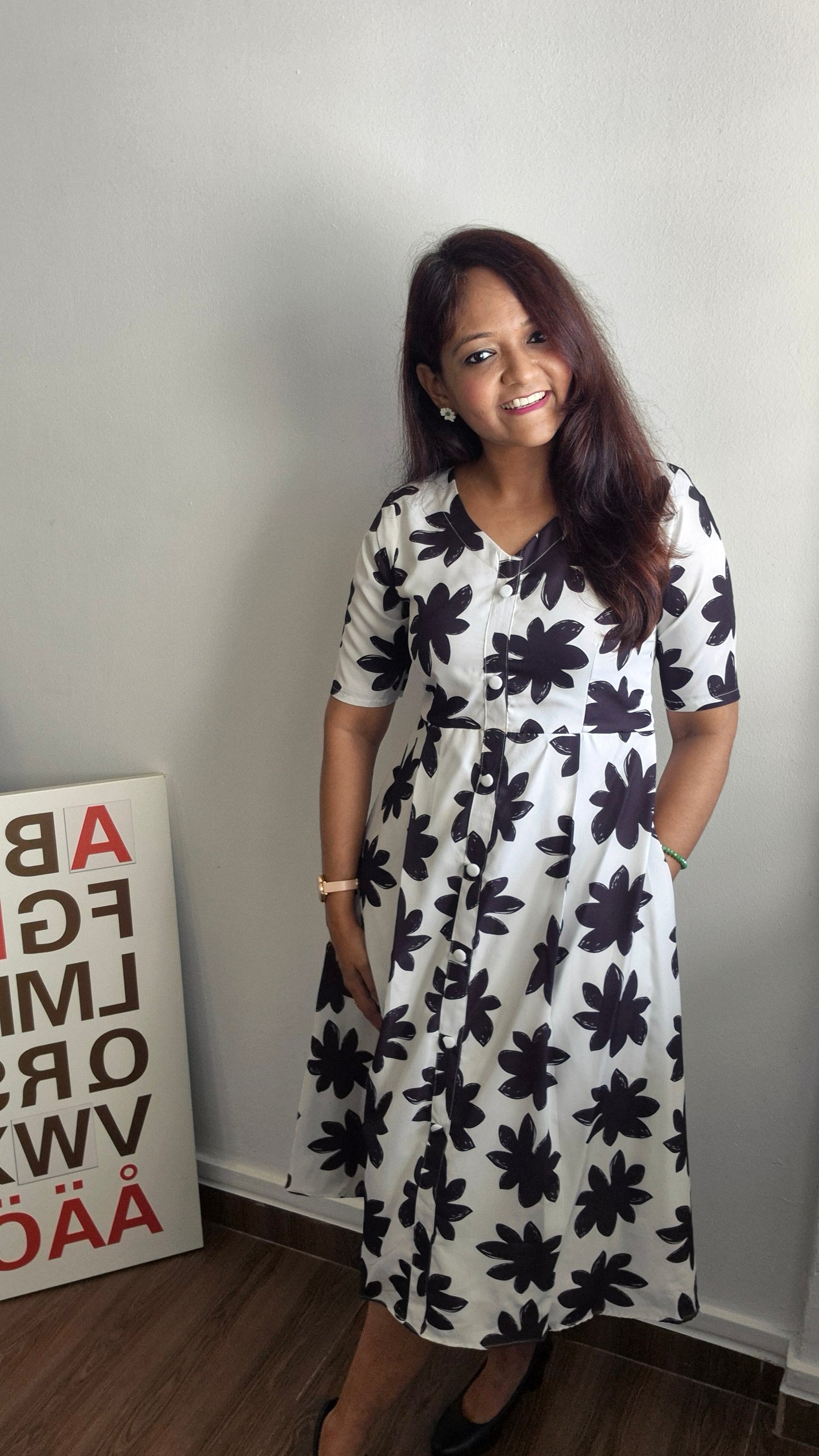 Floral Noir Monochrome Dress