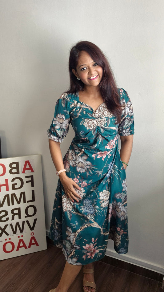 Emerald Bloom Floral Dress