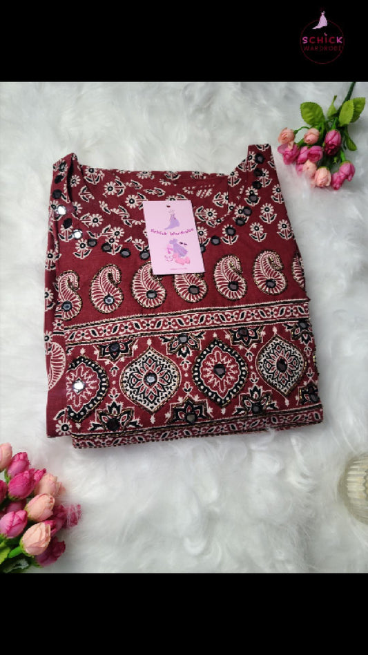 Gulkaar Ajrak Frock