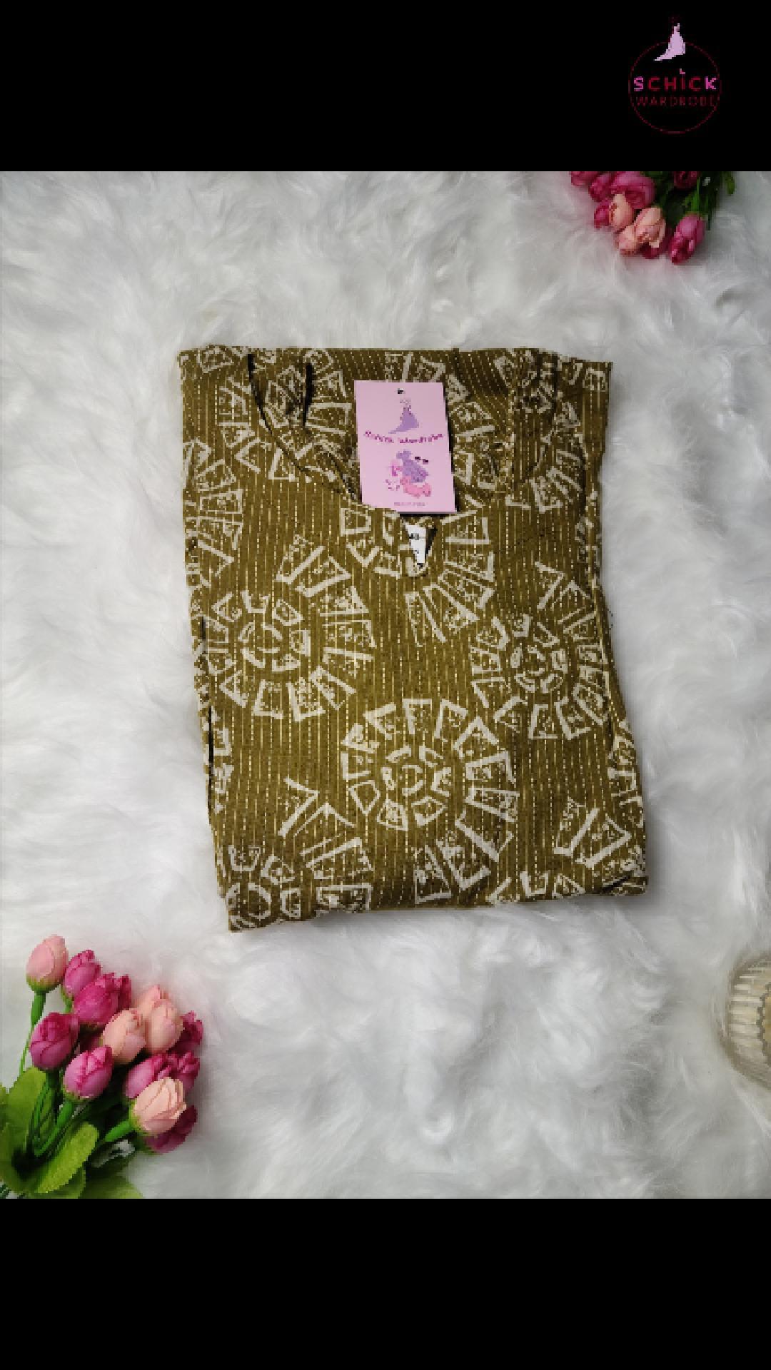 Pure Cotton Mustard Yellow Kurti
