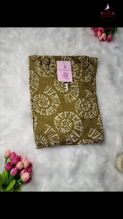 Pure Cotton Mustard Yellow Kurti