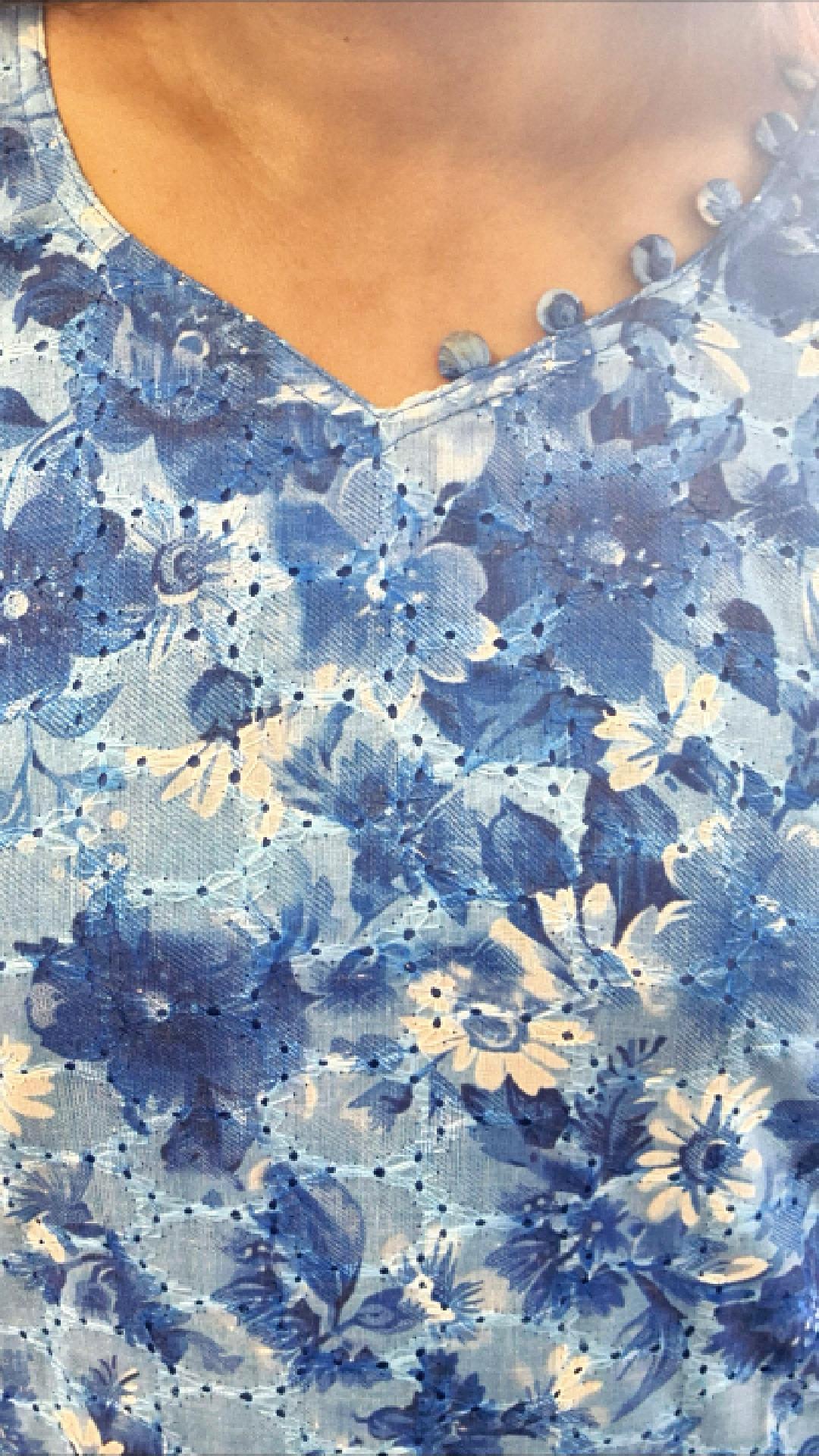 Ocean Bloom Hakoba Cotton Kurti