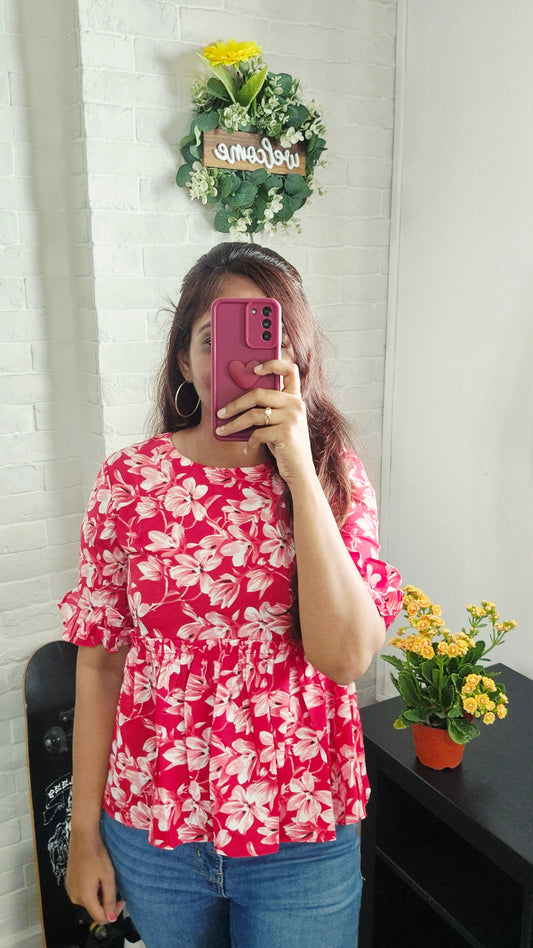 Blossom Rouge Peplum Top