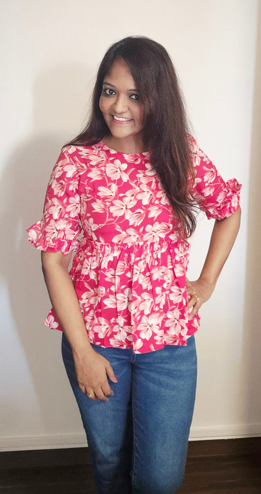 Blossom Rouge Peplum Top