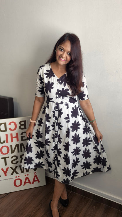 Floral Noir Monochrome Dress