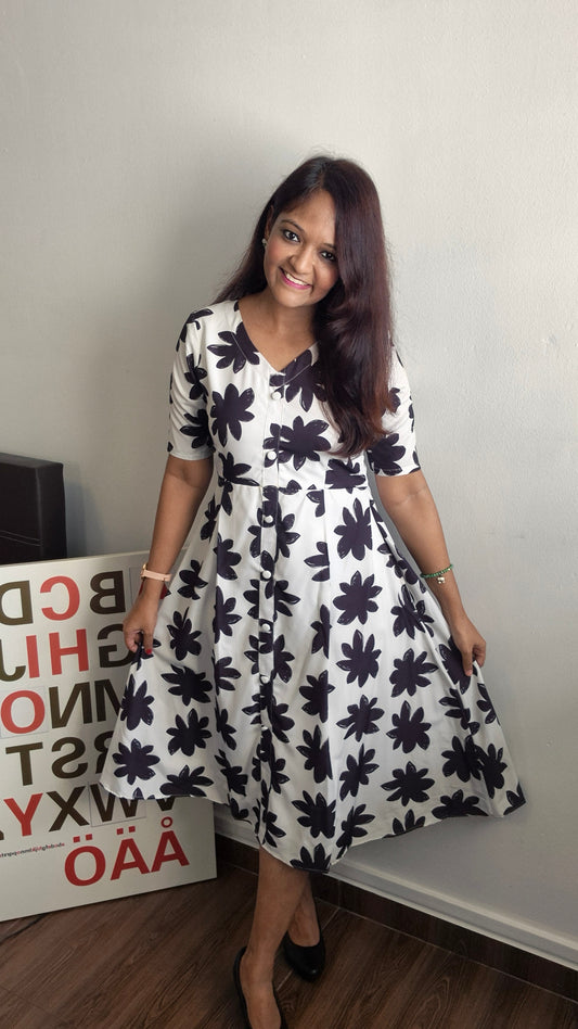 Floral Noir Monochrome Dress