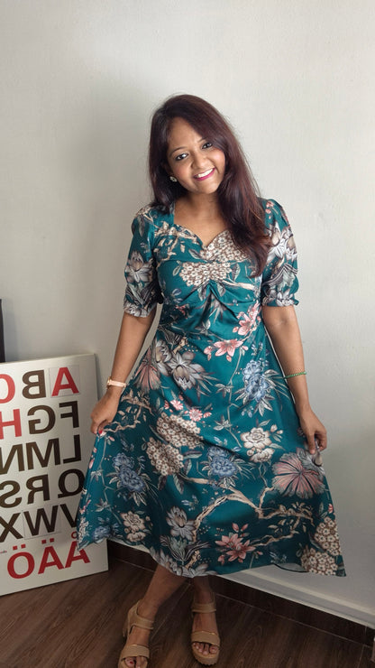 Emerald Bloom Floral Dress