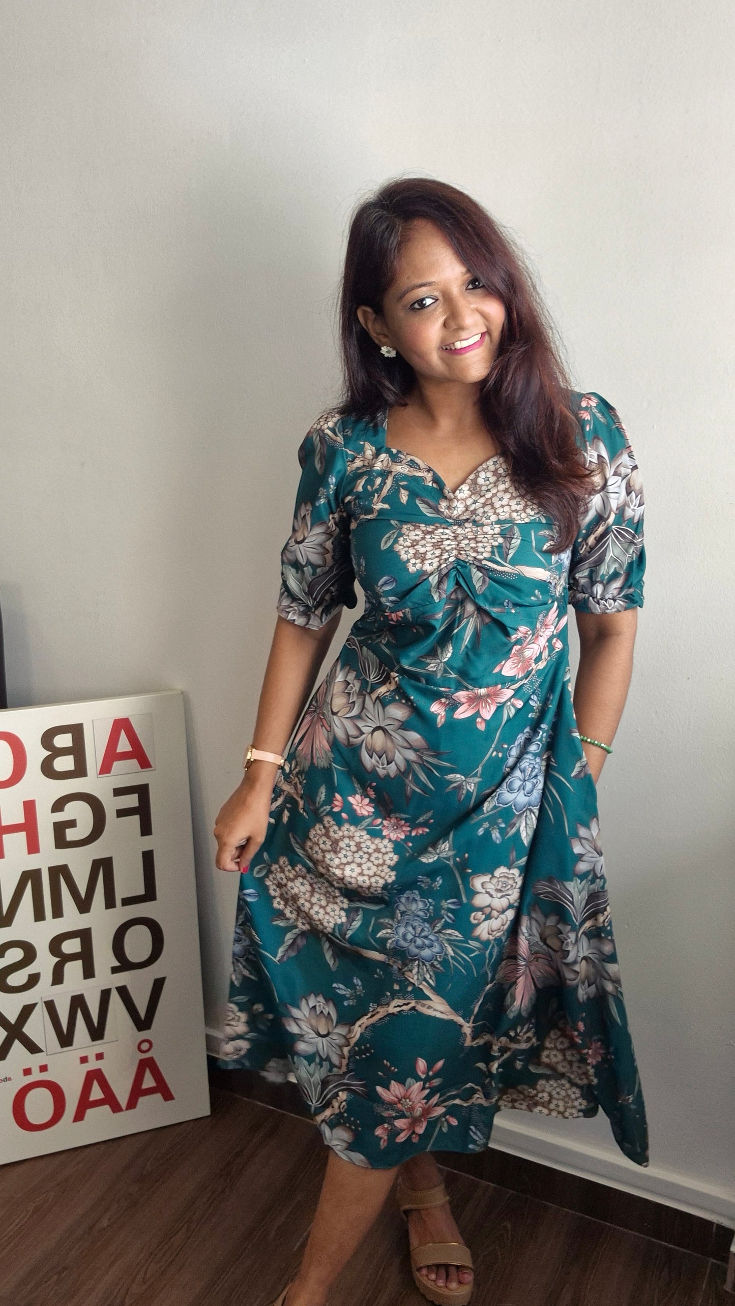 Emerald Bloom Floral Dress