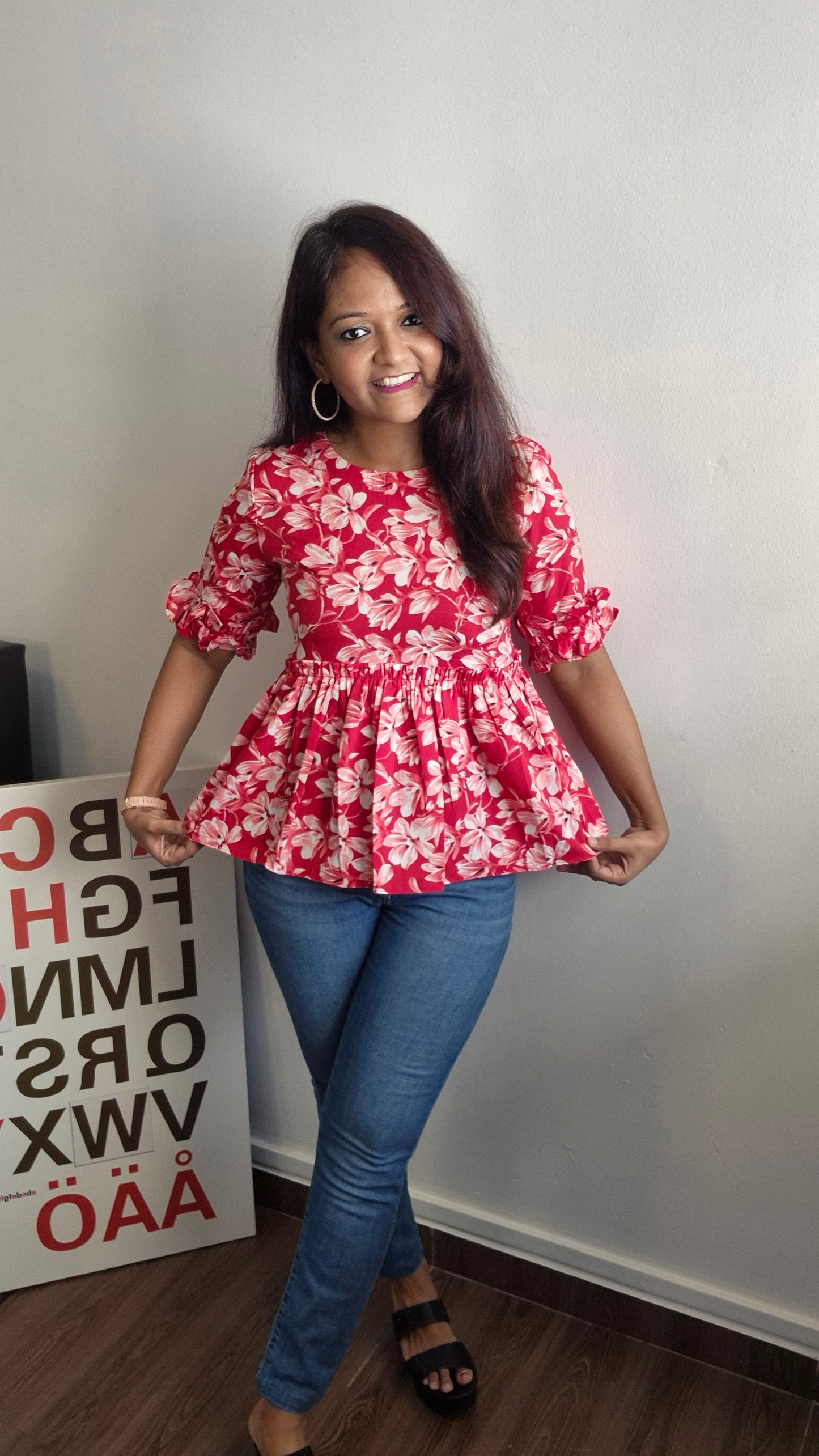 Blossom Rouge Peplum Top