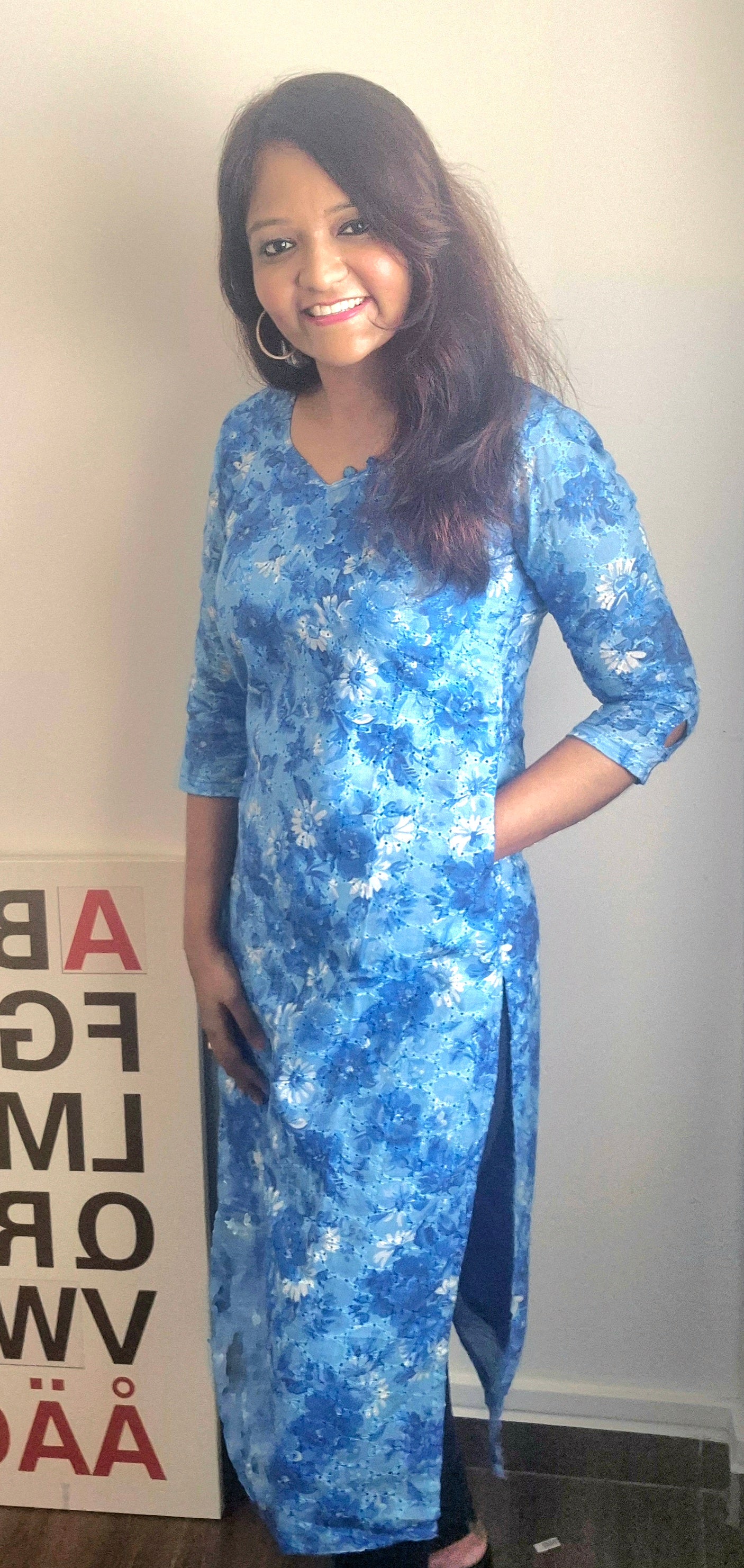 Ocean Bloom Hakoba Cotton Kurti