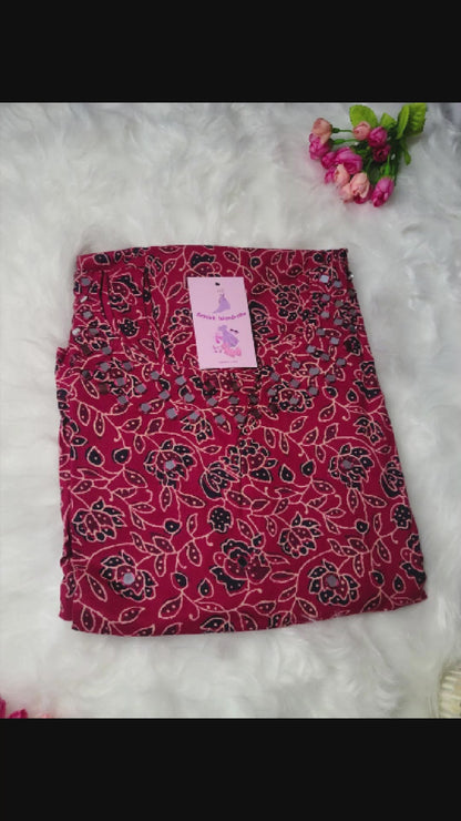 RubyGleam Mirror Work Kurti